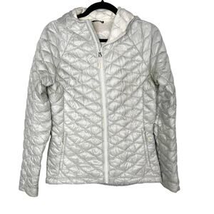 The North Face Womens Small Light Gray Thermoball Hooded Full Zip Jacket Quilted